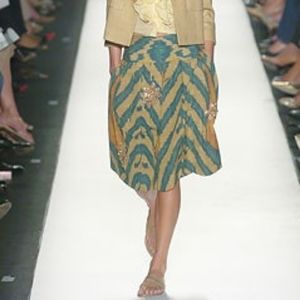 $2,900 OSCAR DE LA RENTA EXCLUSIVE SILK BEAD ESTABLISHED IKAT RUNWAY SKIRT US 4